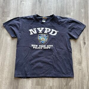 Vintage NYPD Navy Blue Graphic T-Shirt New York City Police Dept Shield Logo XL